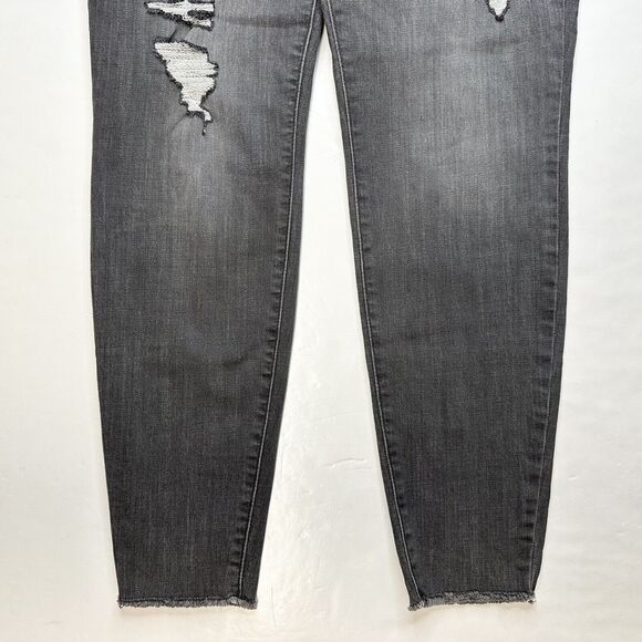 Maurices High Rise Skinny Jean Women L/12 Stretch Gray Denim Button Fly Distress - Picture 8 of 11